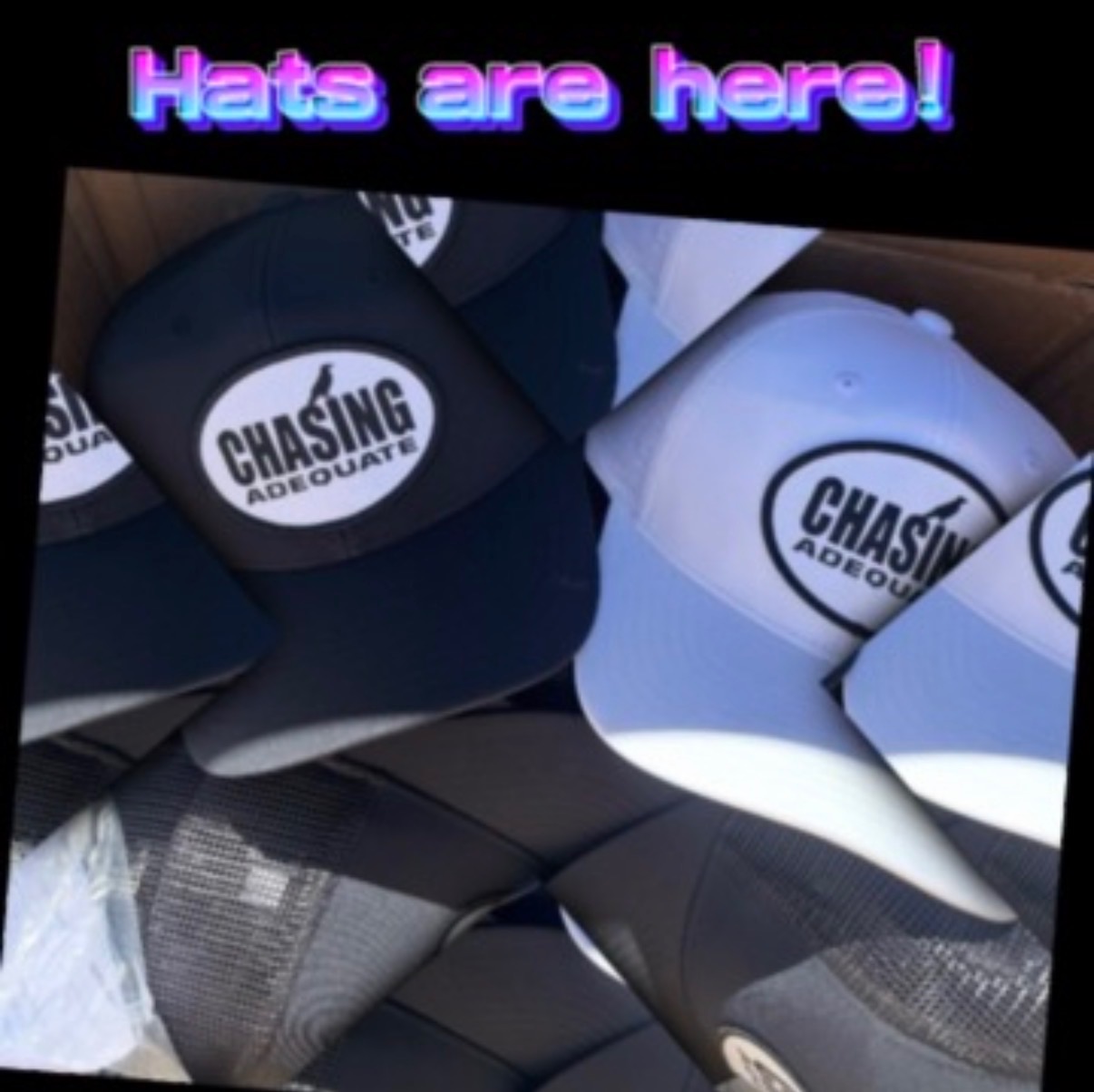 Chasing Adequate white trucker hat with logo patch